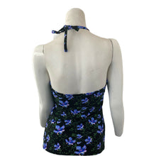 Load image into Gallery viewer, Tankini Swim Top Floral Womens Black and Purple Medium