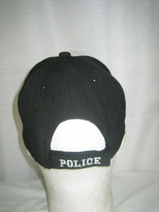 POLICE BASEBALL HAT CAP ADULT ONE SIZE BLACK WHITE STITCHED