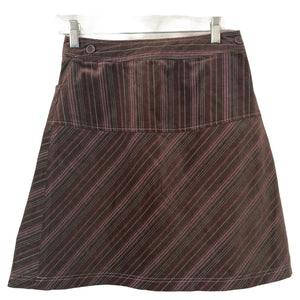 Jong Skirt Mini Pleated Corduroy Brown Striped Womens Size 36