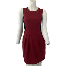 Load image into Gallery viewer, Theory Dress Red and Black Womens Size 0 Sleeveless Wool Blend