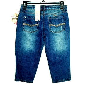 Arizona Jean Co Jeans BFF Capri Boyfriend Girls Size 14 Slim Distressed New
