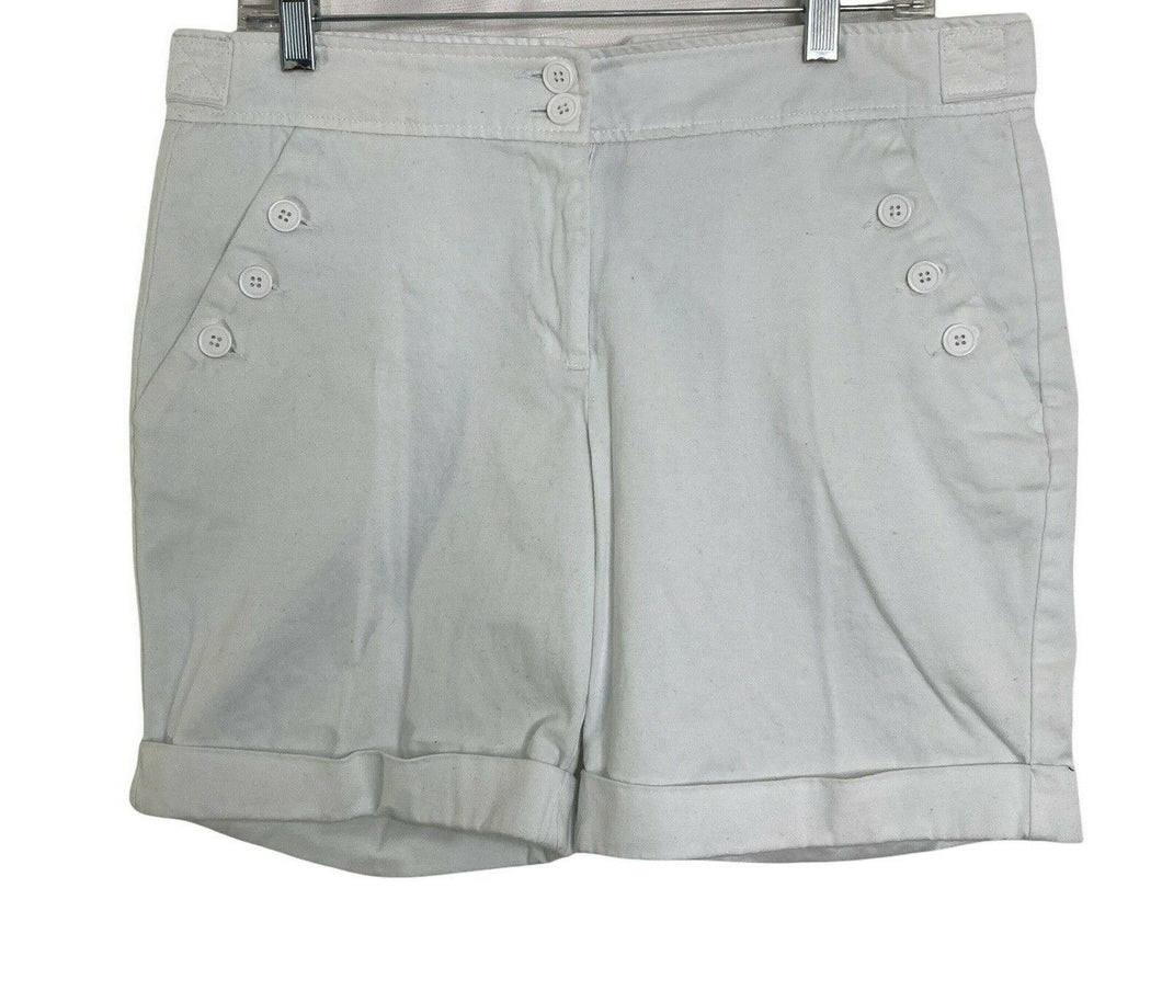 The Limited Shorts Bermuda Womens Size 8 White Cuffed captains buttons