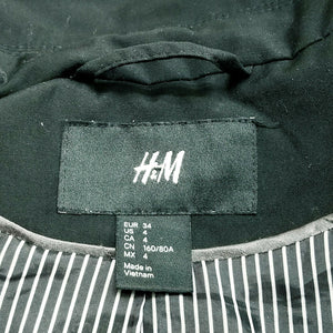 H&M Womens Black Lined 1-Button Regular Length Long Sleeve Blazer Jacket Size 4