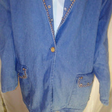 Load image into Gallery viewer, Vintage Colon Womens Blue Denim Jacket with Rhinestones and Studs Medium
