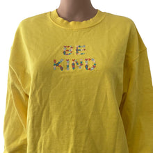 Load image into Gallery viewer, BP Sweatshirt Womens Small Yellow Be Kind Embroidered Spellout Stretch