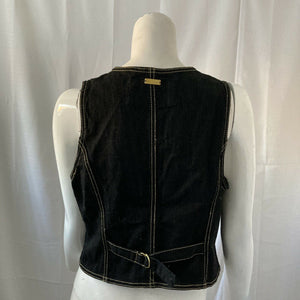 Saturday Womens Black Denim Vest Medium