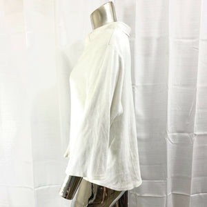 Denim & Co. Women's White Quarter Sleeve White Casual Top Size Large