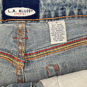 Vintage 90s LA Blues Shorts Denim Light Wash Embroidered Pockets Size 6