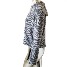 Load image into Gallery viewer, La La Land Hoodie Womens Small Gray Zebra Print NEW