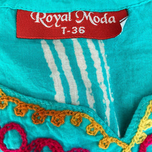 Royal Moda Blouse Embroidered Blue Womens Size 36 EUR Medium