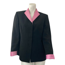 Load image into Gallery viewer, Kasper ASL Blazer Single Breasted Black Pink Accents Womens Petite Size 4