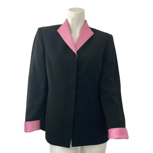 Kasper ASL Blazer Single Breasted Black Pink Accents Womens Petite Size 4