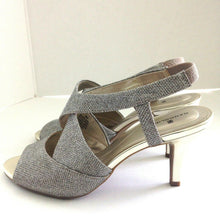 Load image into Gallery viewer, Bandolino Malorie Wishbone Silver Metallic Glitter Sandal 8M BD7Malorie