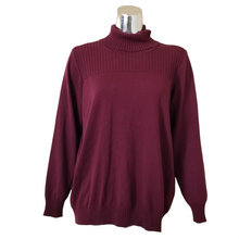 Load image into Gallery viewer, Cyrus Sweater Pullover Womens Wine Stretch Turtleneck Shoulder Buttons 1X