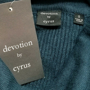 Devotion by Cyrus Sweater Teal Drop Shoulder Oversize Hi-Low Turtleneck Small