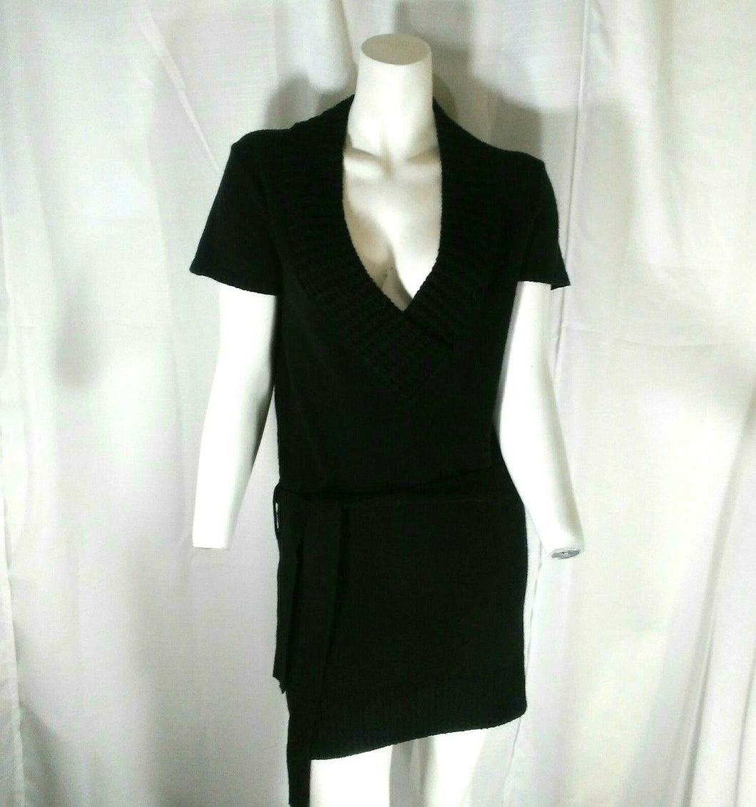 Its Our Time Womens Long Black Sweater w Fancy Neckline Medium