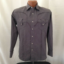 Load image into Gallery viewer, Monarchy Distressed Mens Dark Gray Embroidered Button Down Casual Shirt Small