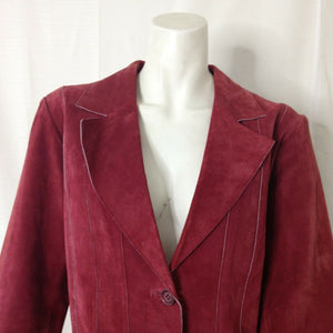 Vintage Margaret Godfrey Womens Burgundy Button Front Suede Jacket 8