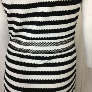 Womens Black and White Striped Dress Medium