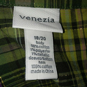 Venezia Womens Multicolored Plaid Short Sleeve Blouse Size 18 20