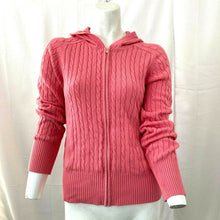 Load image into Gallery viewer, Gap Stretch Womens Zip Front Salmon Pink Zip Front Cable Knit Sweater Size Small