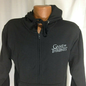 HBO Game of Thrones Stark Winter is Coming Mens Black Hooded Sweat Jacket Small