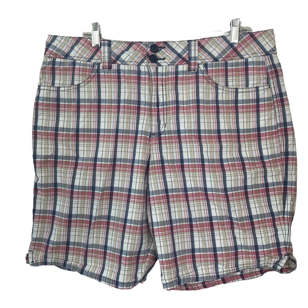 Faded Glory Shorts Plaid Multicolored Womens Plus Size 16 Blue Red