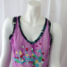 Load image into Gallery viewer, Liu Ce&#39;s Women Purple Embroidered Distressed Tank Top Size Small