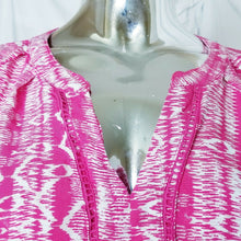 Load image into Gallery viewer, Gloria Vanderbilt Top Pink White Geometric Print Flare Sleeve Womens Large