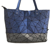 Load image into Gallery viewer, Patricia Luca Purse Tote Two Tone Slanted Geo Blue Gray P. Luca
