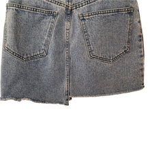 Load image into Gallery viewer, Pull &amp; Bear Denim Skirt Micro Mini two tone plaid Green Blue Small Asymmetrical