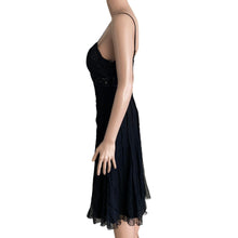 Load image into Gallery viewer, I.C.E Dress Womens Size 8 Black Beaded Semi Sheer Lined Spaghetti Straps