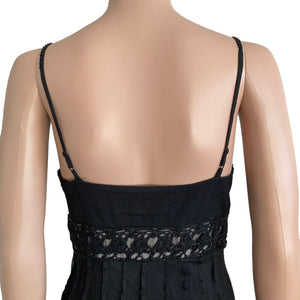 I.C.E Dress Womens Size 8 Black Beaded Semi Sheer Lined Spaghetti Straps