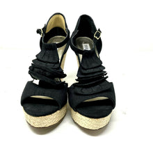Load image into Gallery viewer, Steve Madden P Valour Open Toe Black Ruffle Wedge Sandals Size 9M