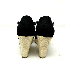 Load image into Gallery viewer, Steve Madden P Valour Open Toe Black Ruffle Wedge Sandals Size 9M