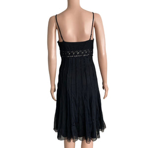 I.C.E Dress Womens Size 8 Black Beaded Semi Sheer Lined Spaghetti Straps